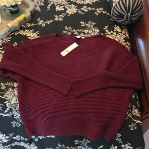 Chico's Deep Red Crew Neck Sweater